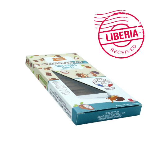 Tablette de chocolat lait sans sucres bean to bar origine Libéria 47%