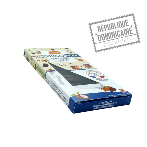 Tablette de chocolat lait sans sucres bean to bar origine Rep Dominicaine 70%